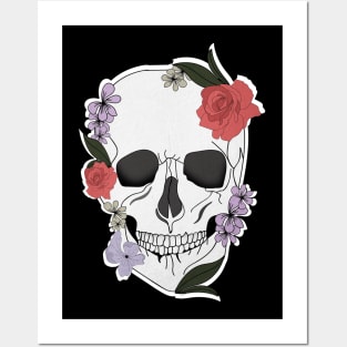 Skull floral Rose Vintage Day of the Dead Posters and Art